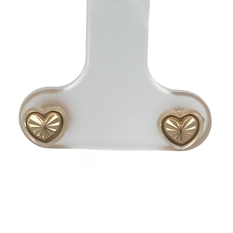 14k Gold Faceted Heart XS Stud Earrings for Baby