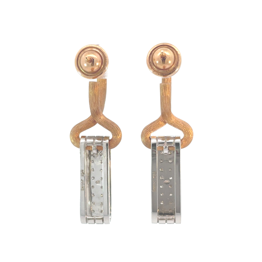 Luxury earrings with white and yellow gold blend and natural diamonds