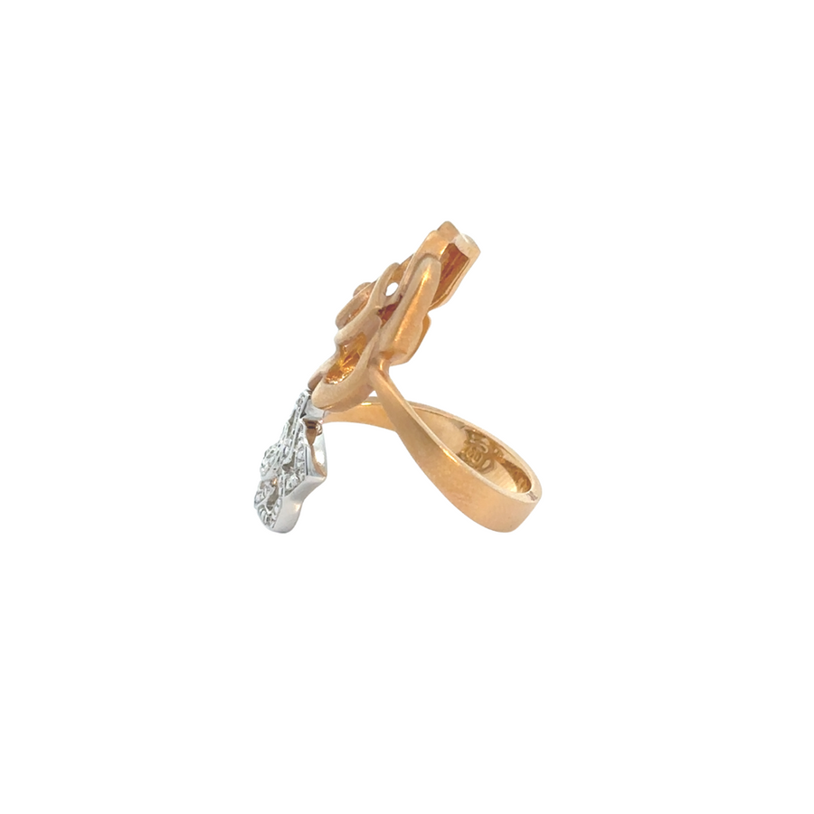 Delicate gold band with 0.037 carat diamonds, size 5.5