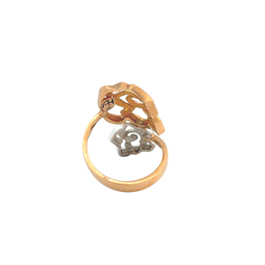 Slim profile two-tone gold ring with subtle sparkle