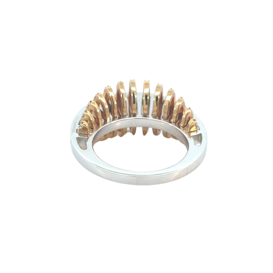 Timeless 18K two-tone gold ring for women with brilliant diamond row