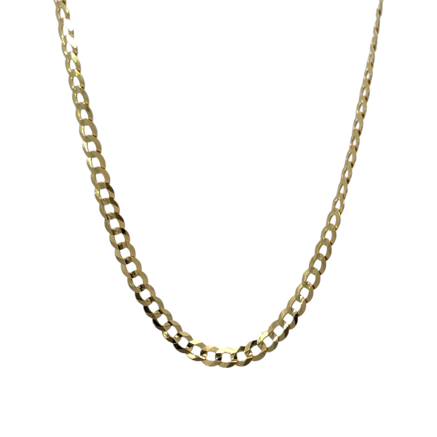 18 inch 14k gold Cuban chain necklace on white background