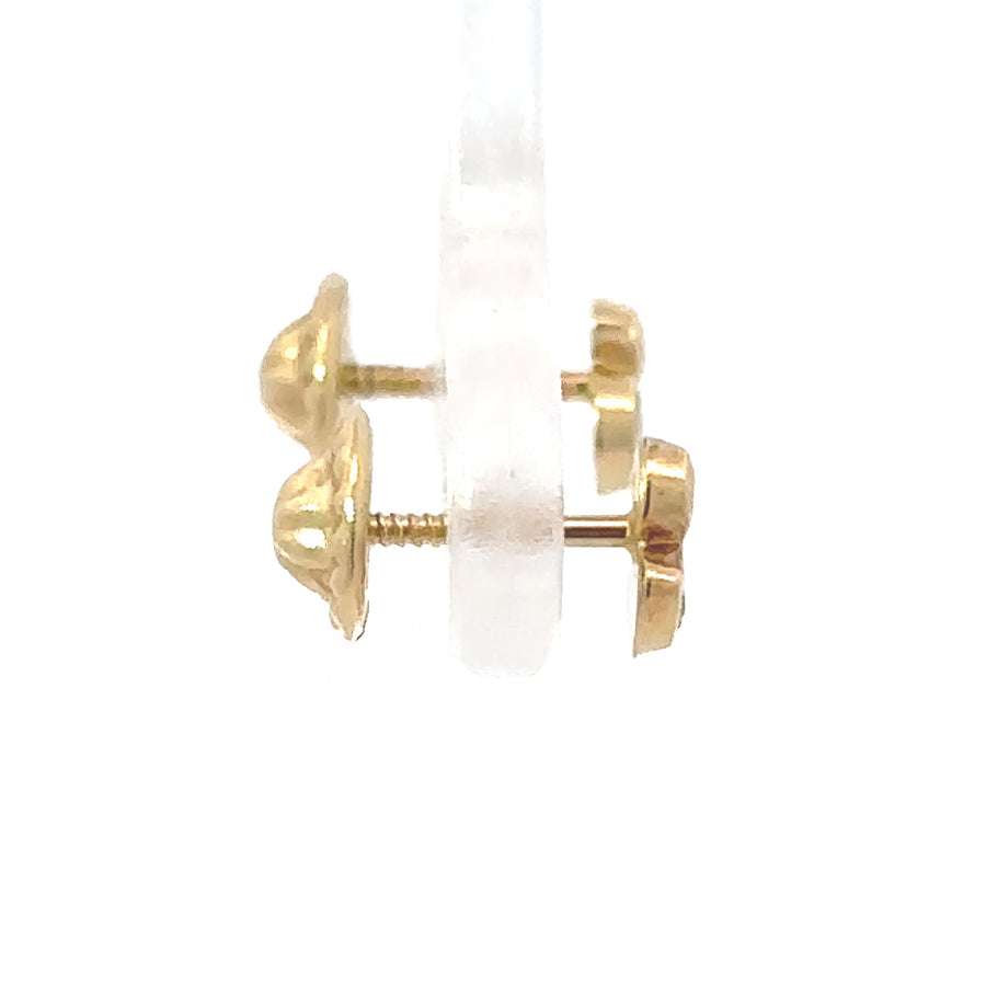 Lightweight 18k gold earrings with subtle pink detail