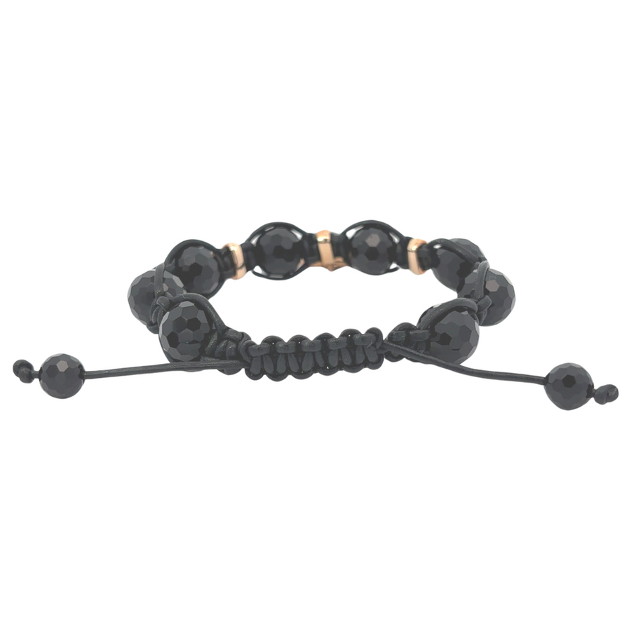 Elegant men's bracelet with black and gold tones