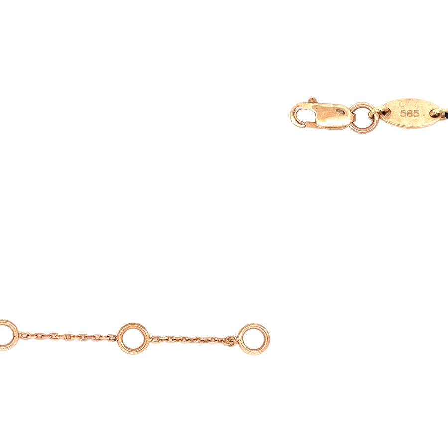Detailed shot of the bracelet clasp and adjustment links, emphasizing its sizing flexibility.