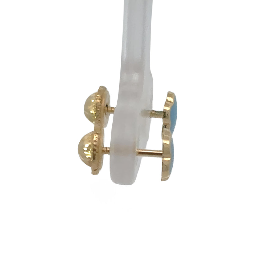 Pair of flower-shaped gold earrings designed for babies