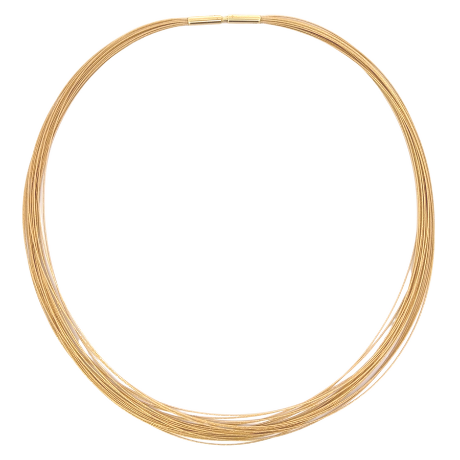 Elegant gold necklace with a 17-inch length on white background