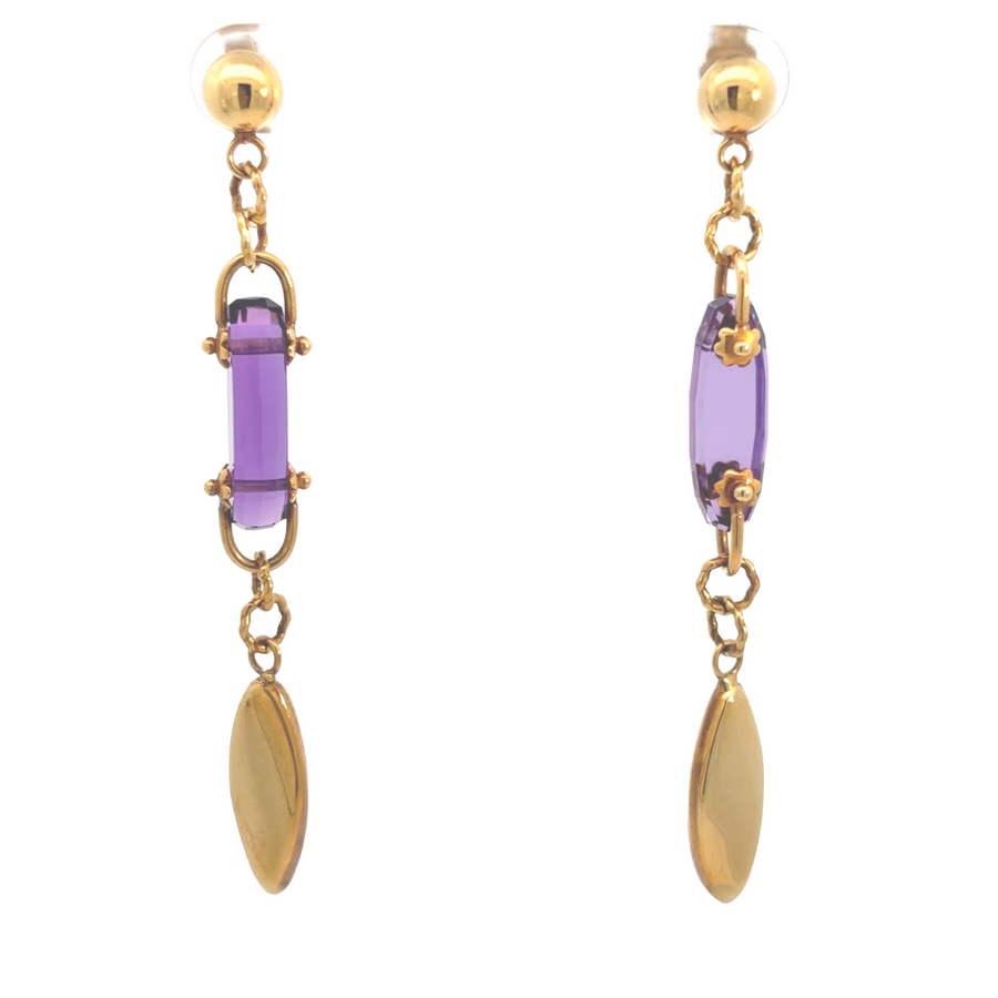 18k gold purple dangle earrings for women