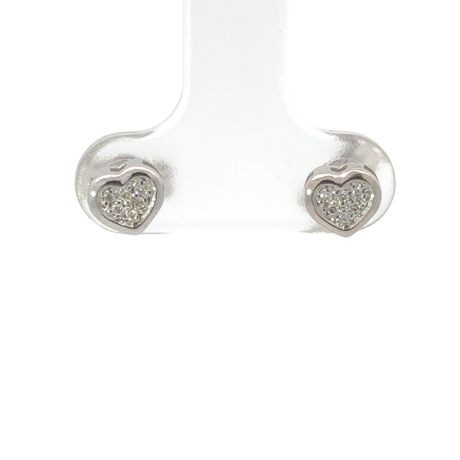 18k gold heart earrings with diamond accents