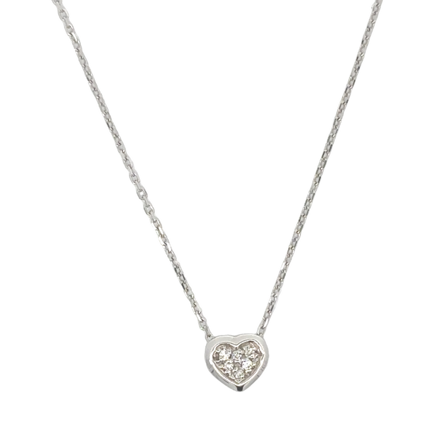 18k gold heart necklace with single diamond accent