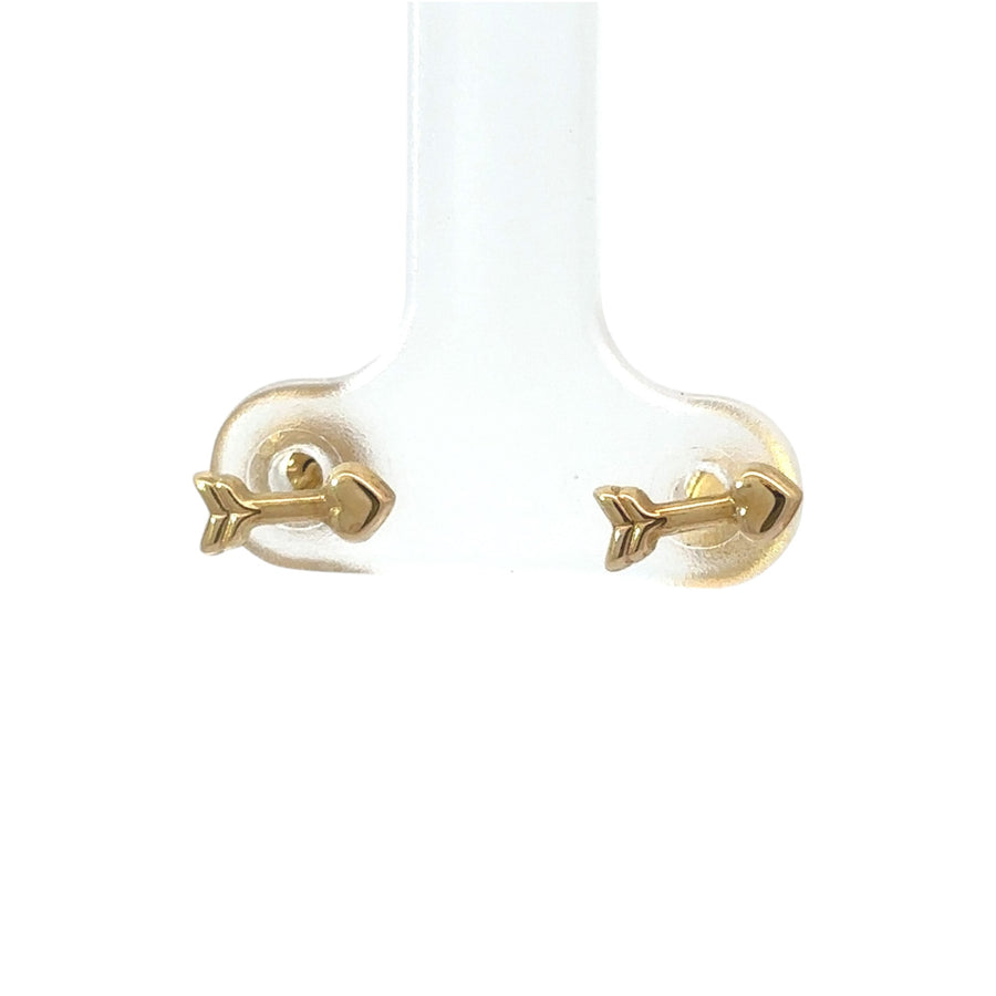 18k gold small solid arrow earrings for women and baby