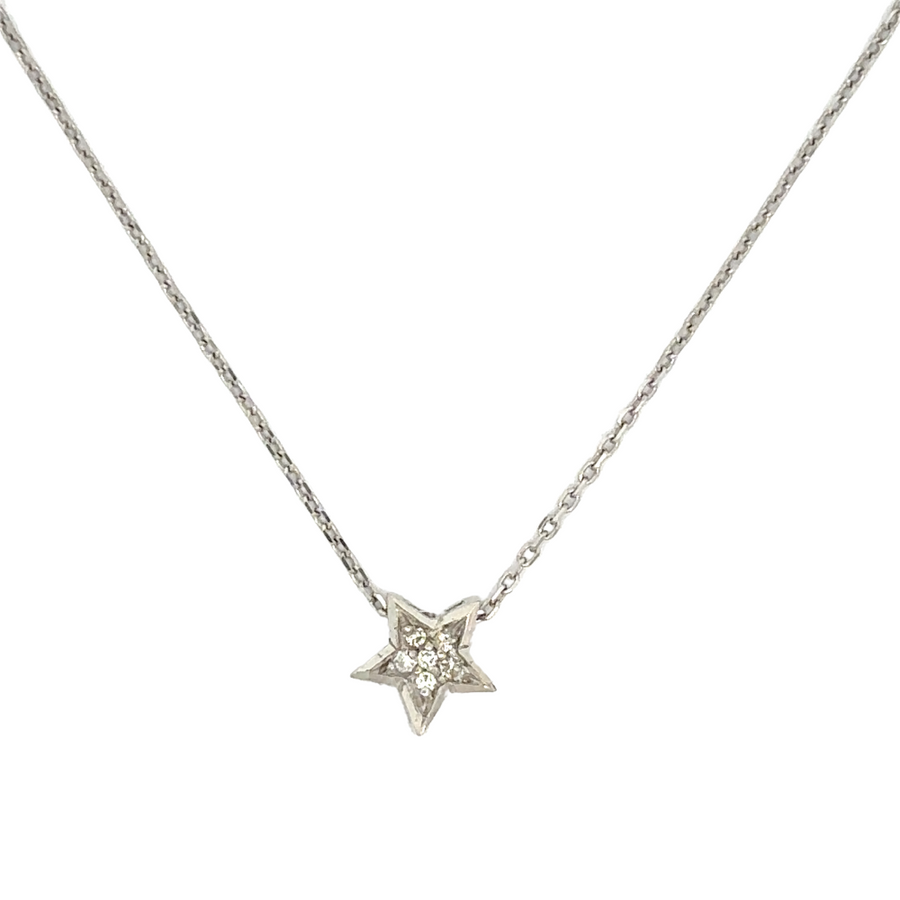 18k gold star necklace with diamonds on 18-inch chain