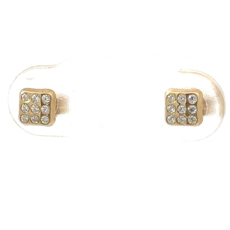 18k gold stud earrings with CZ stones for women and babies
