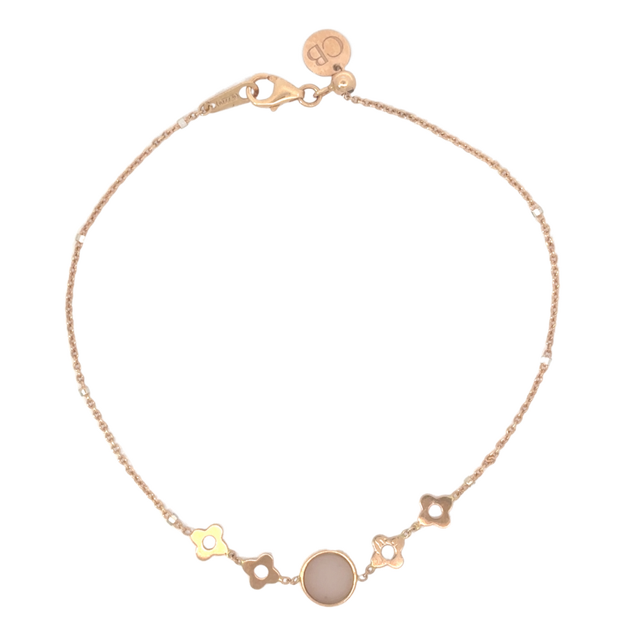 Elegant 18k rose gold bracelet on white background