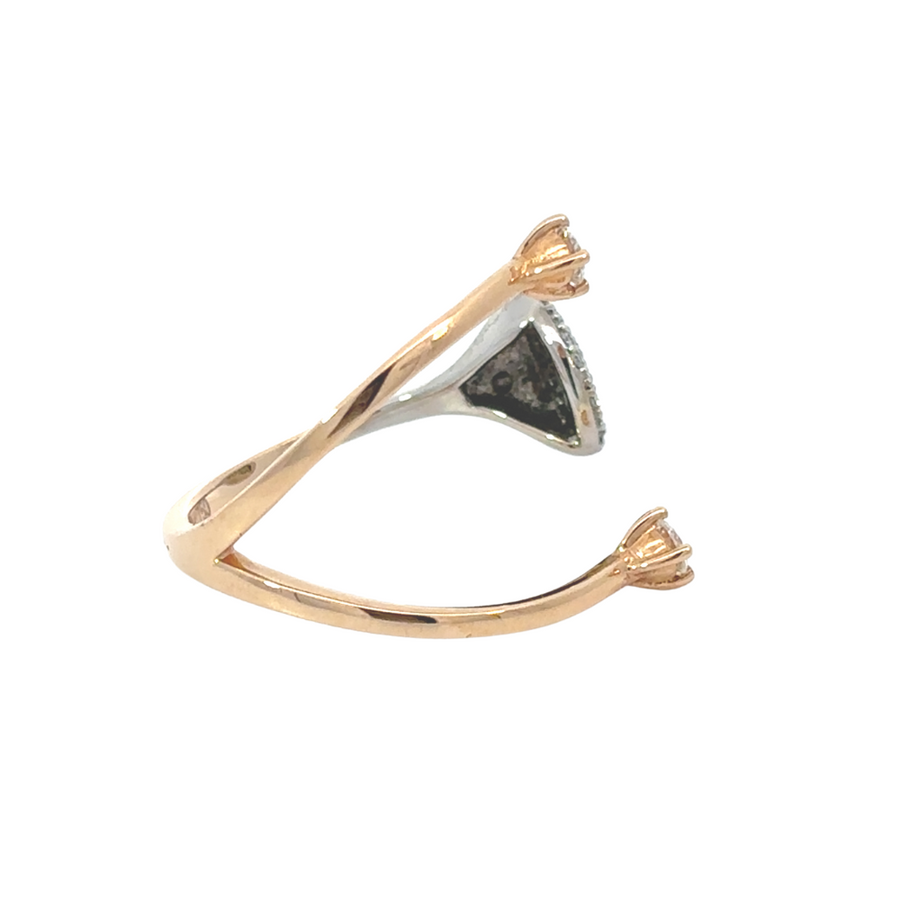 Beautiful 18k rose and white gold open ring for women with 18 carats of sparkling diamonds