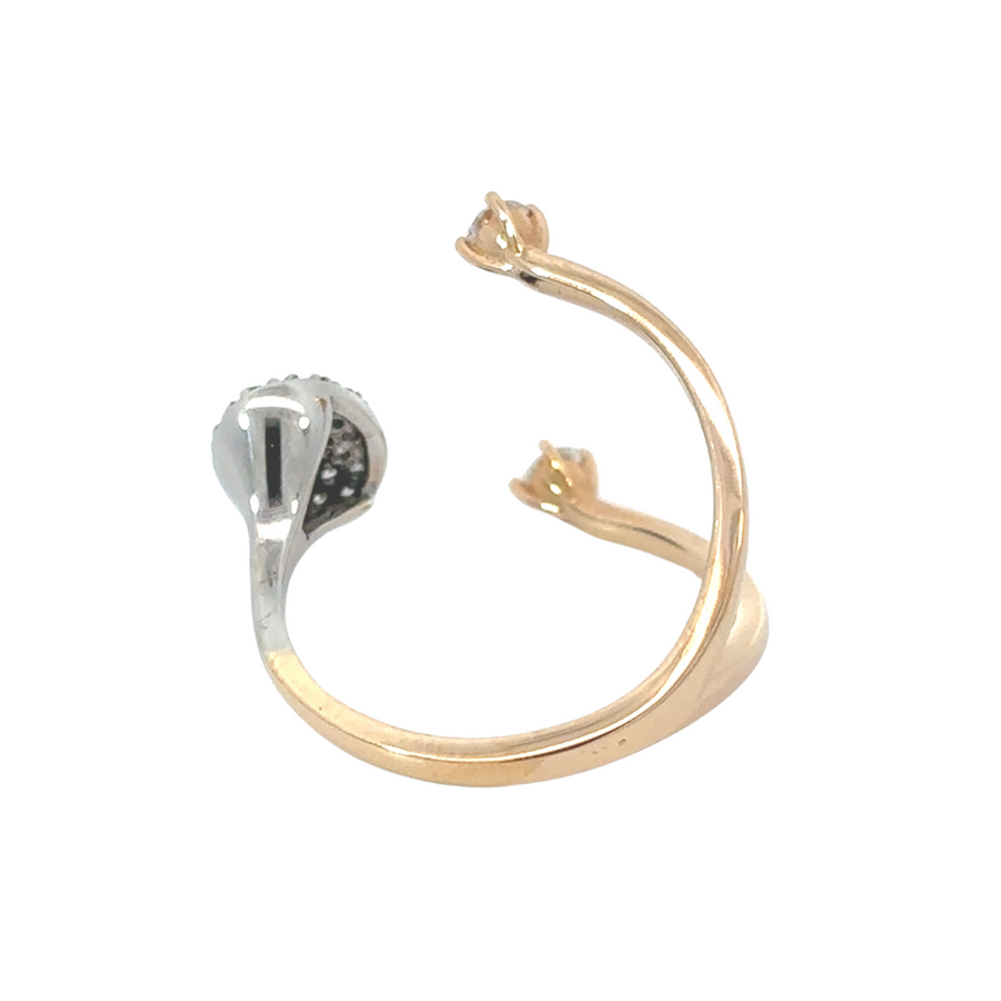 18k rose and white gold open ring with brilliant diamonds, perfect for special occasions