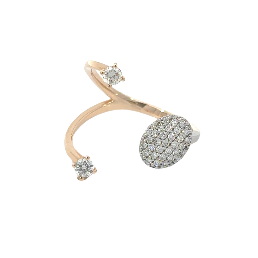 Stunning 18k rose and white gold open ring adorned with 18 carats of diamonds