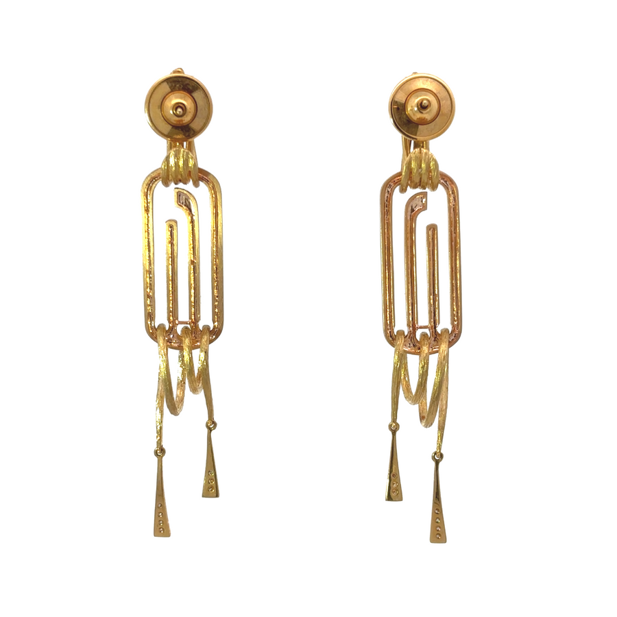 Elegant diamond earrings for women in rose and yellow gold