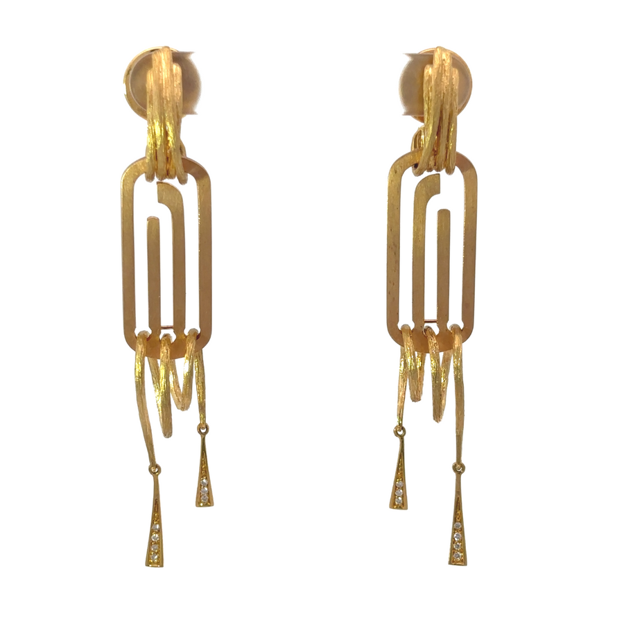 18k rose and yellow gold earrings with diamonds