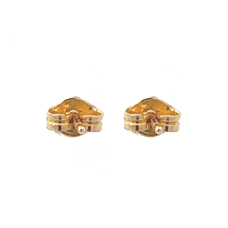 18k gold earrings with white and yellow heart design