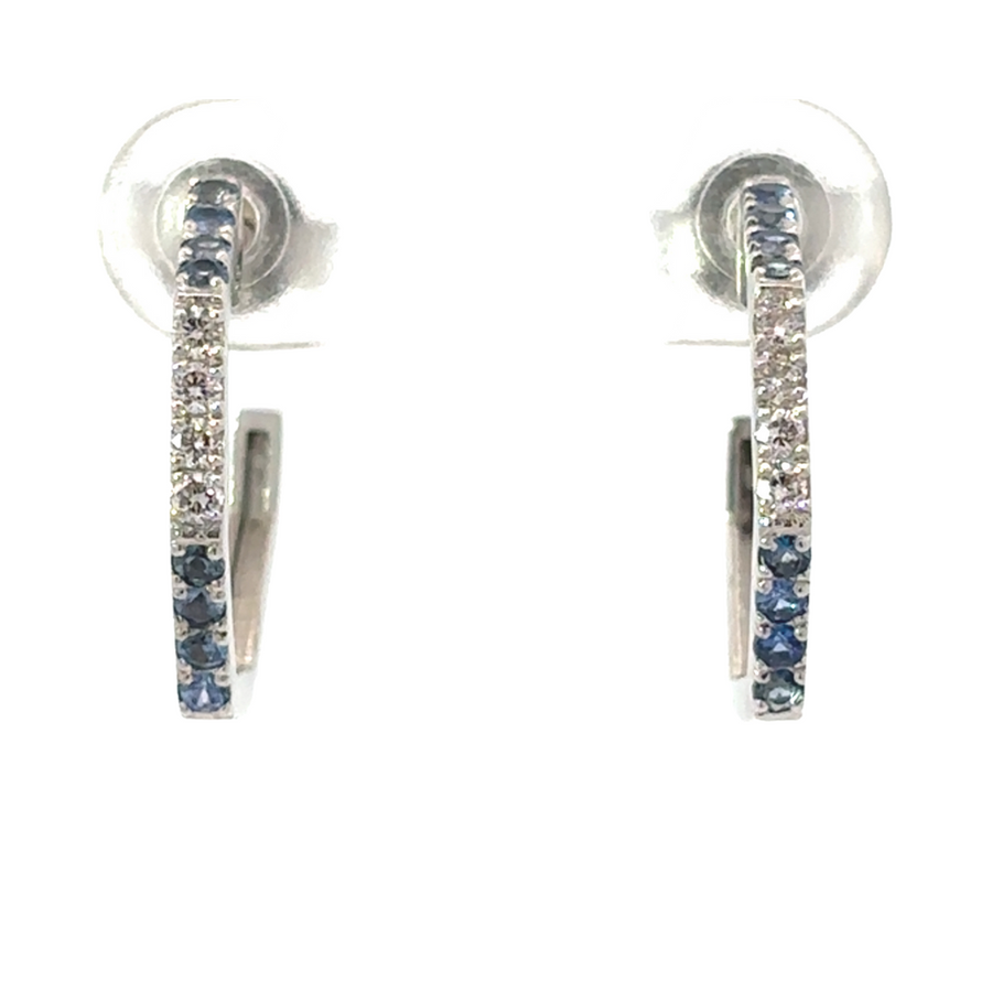 18k white gold hoop earrings with sapphire and diamond accents