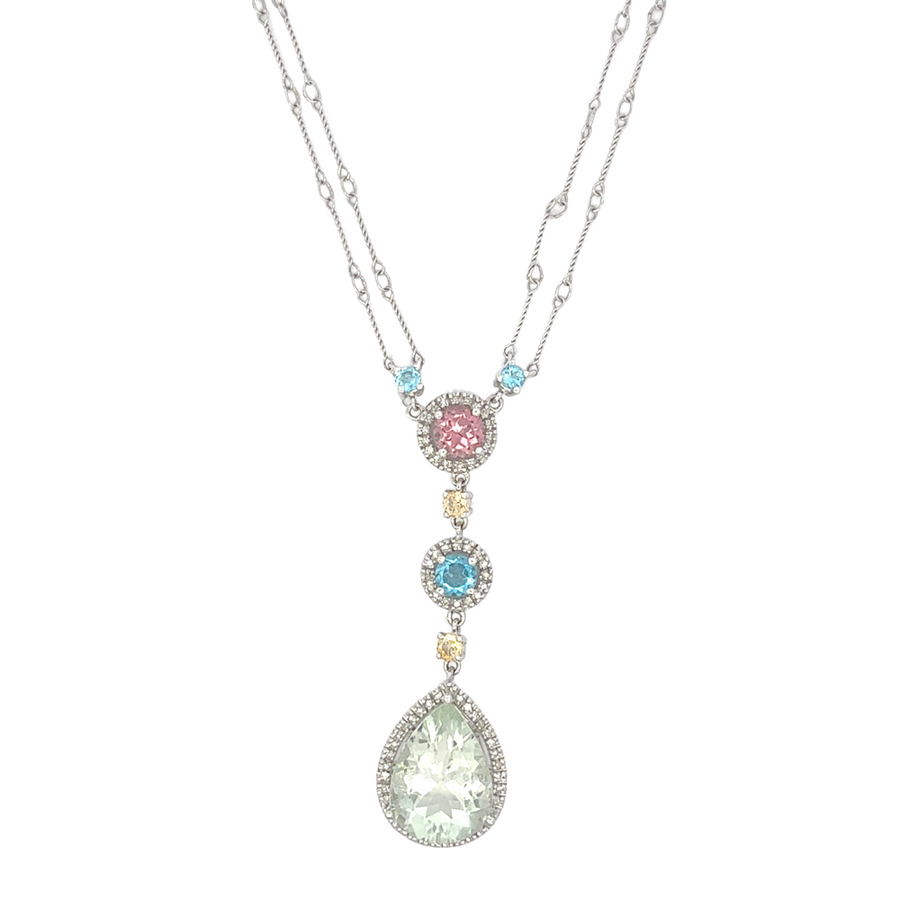 18k white gold necklace with diamond accents