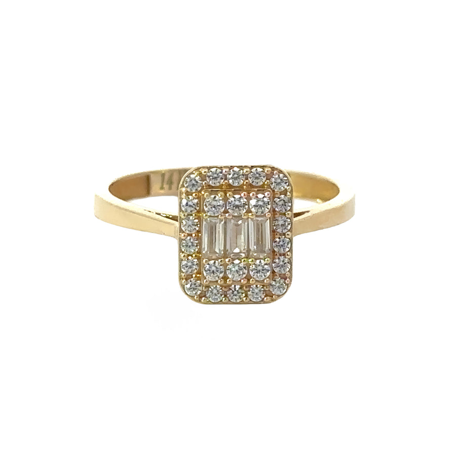 14k Gold Ring with CZ for Women, Size 7.5