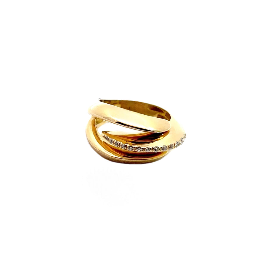 14K Yellow Gold Diamond Accent Intertwining Band Ring - Size 7