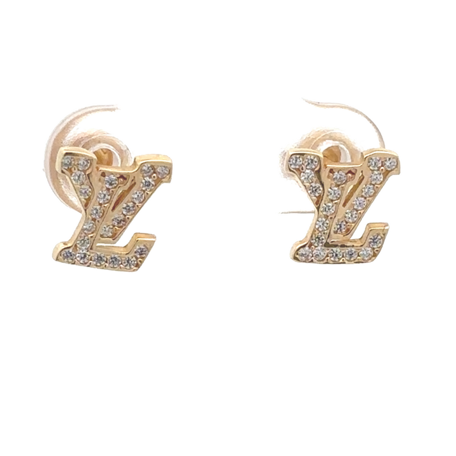 14k Gold Stud Earrings with All CZ