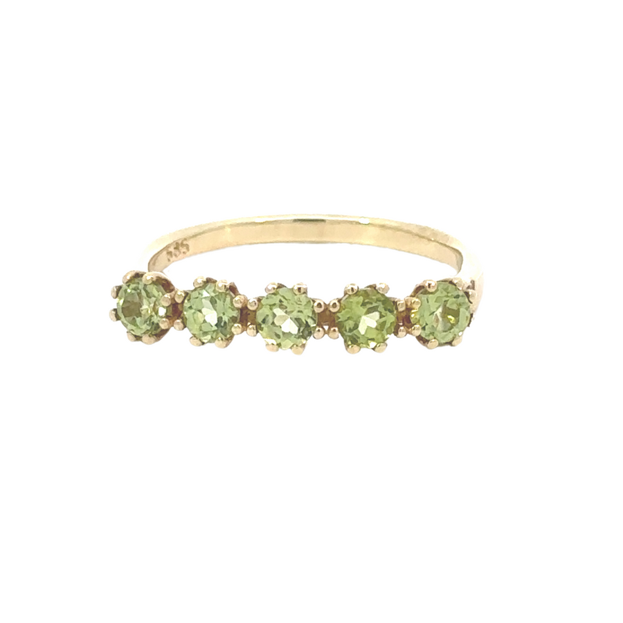 14k Gold Women's Ring with 5 Green Stones – Size 7