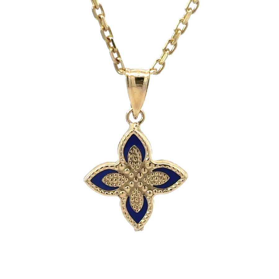 Sophisticated 14k Yellow Gold Pendant with Blue Accent