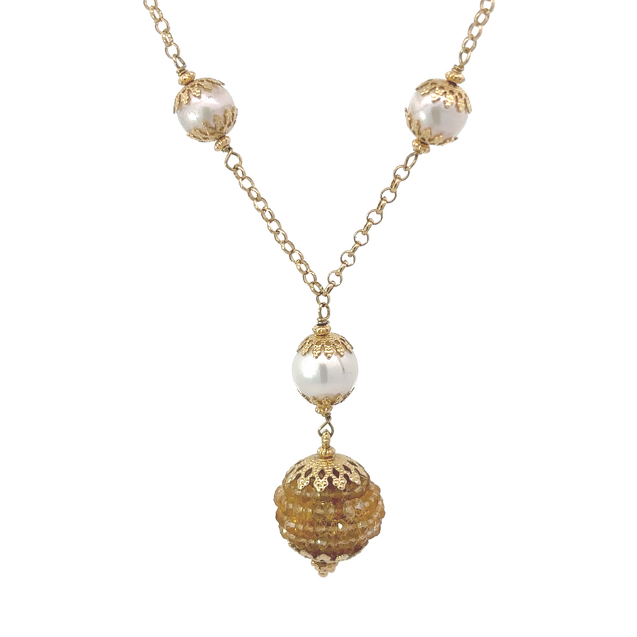 Elegant 14k Gold Necklace with Pearls for Women