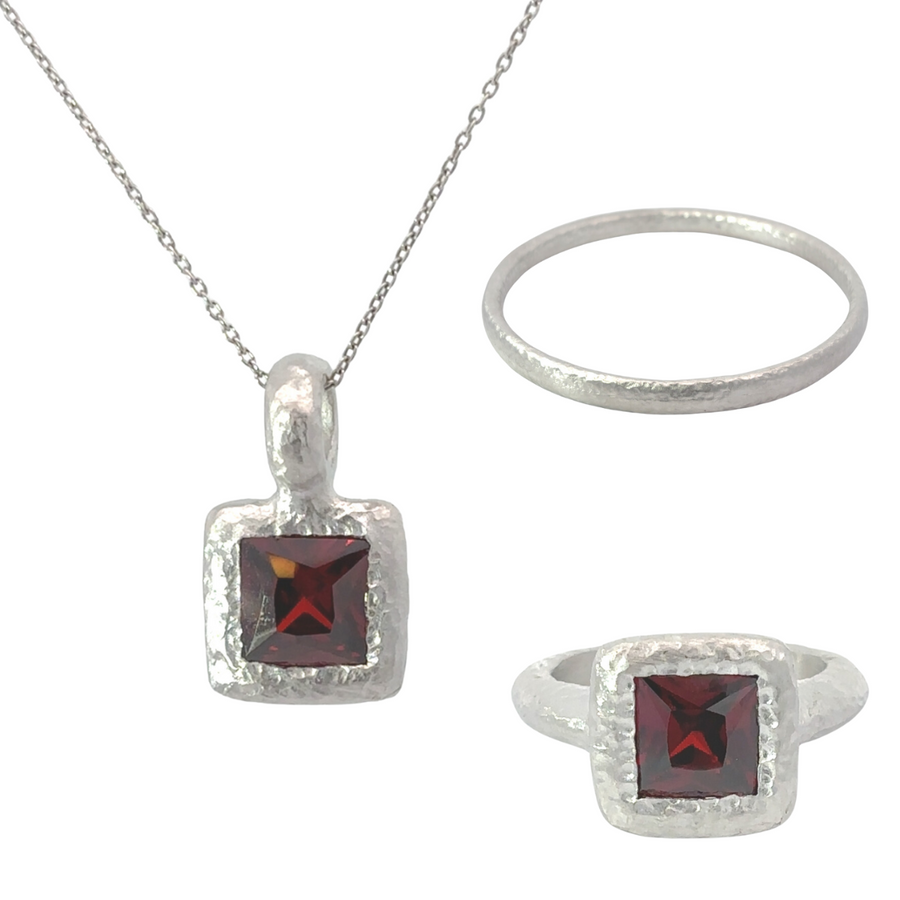 925 Silver Ring, Pendant, and Bracelet Set – Women