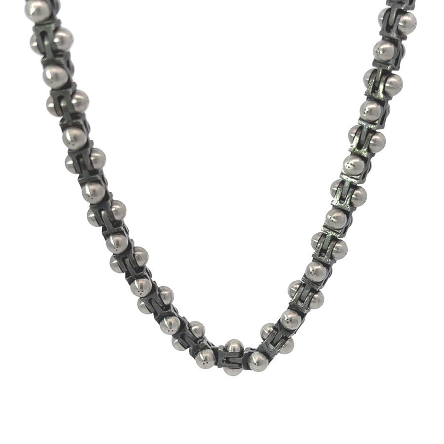 22-Inch Carbon Steel Necklace with 18k Gold and Diamond Accent