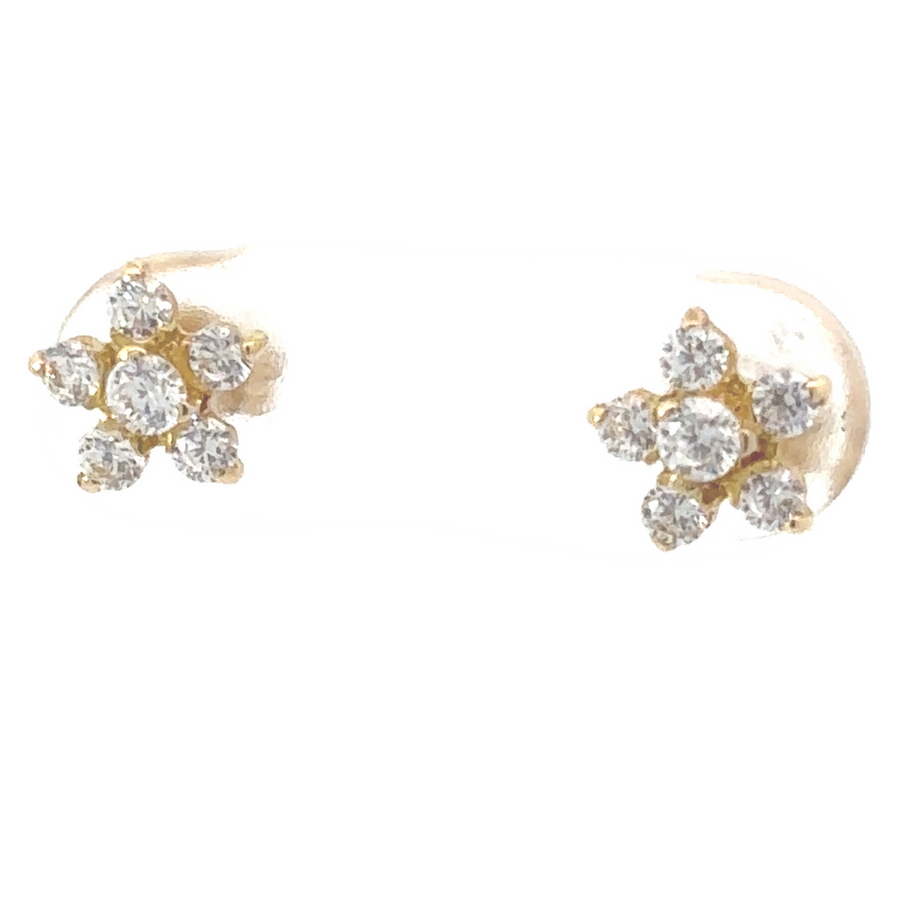 18k Gold Stud Flower Earrings for Women and Babies