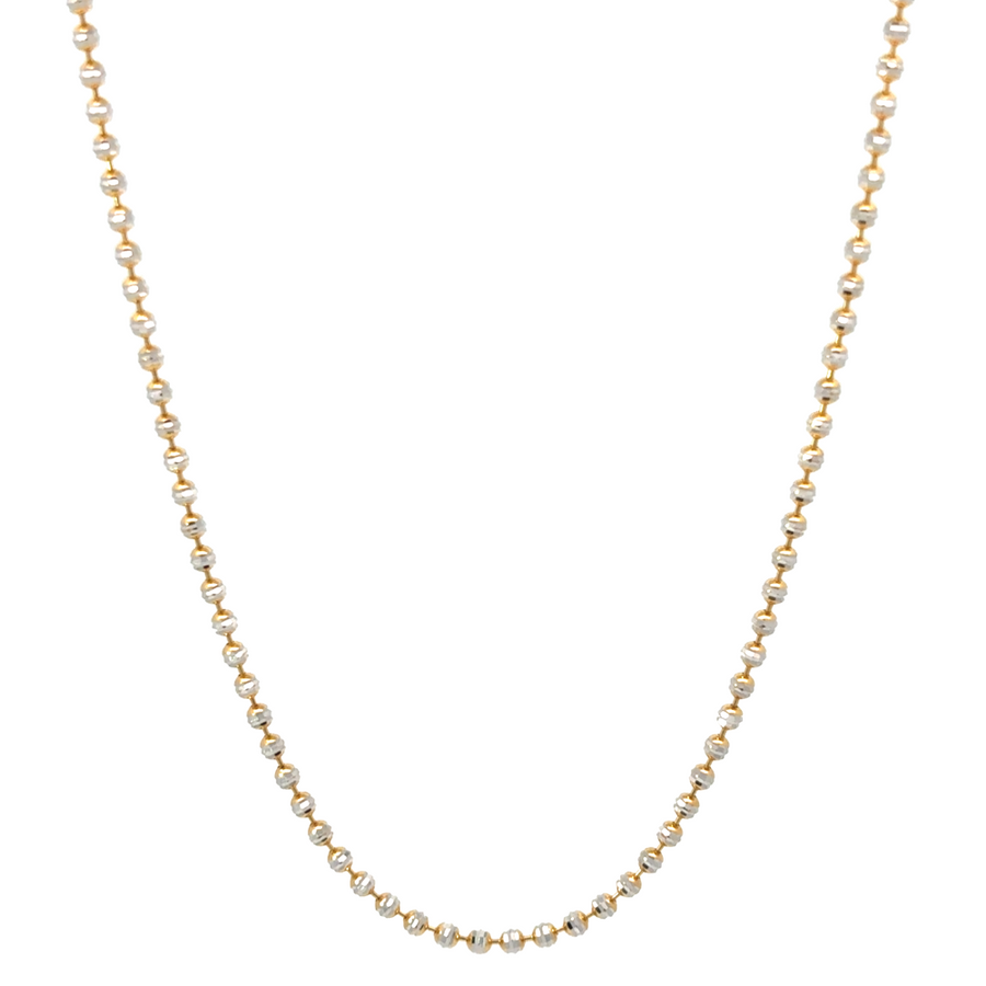 14k Gold Faceted 2-Tone Chain – 20-Inch Unisex Design