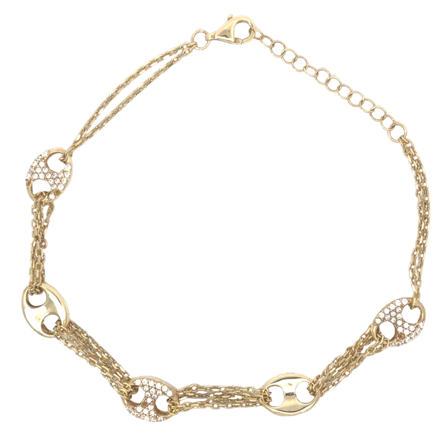 14k Gold Adjustable Bracelet - 18.5 to 21.8 cm for Women