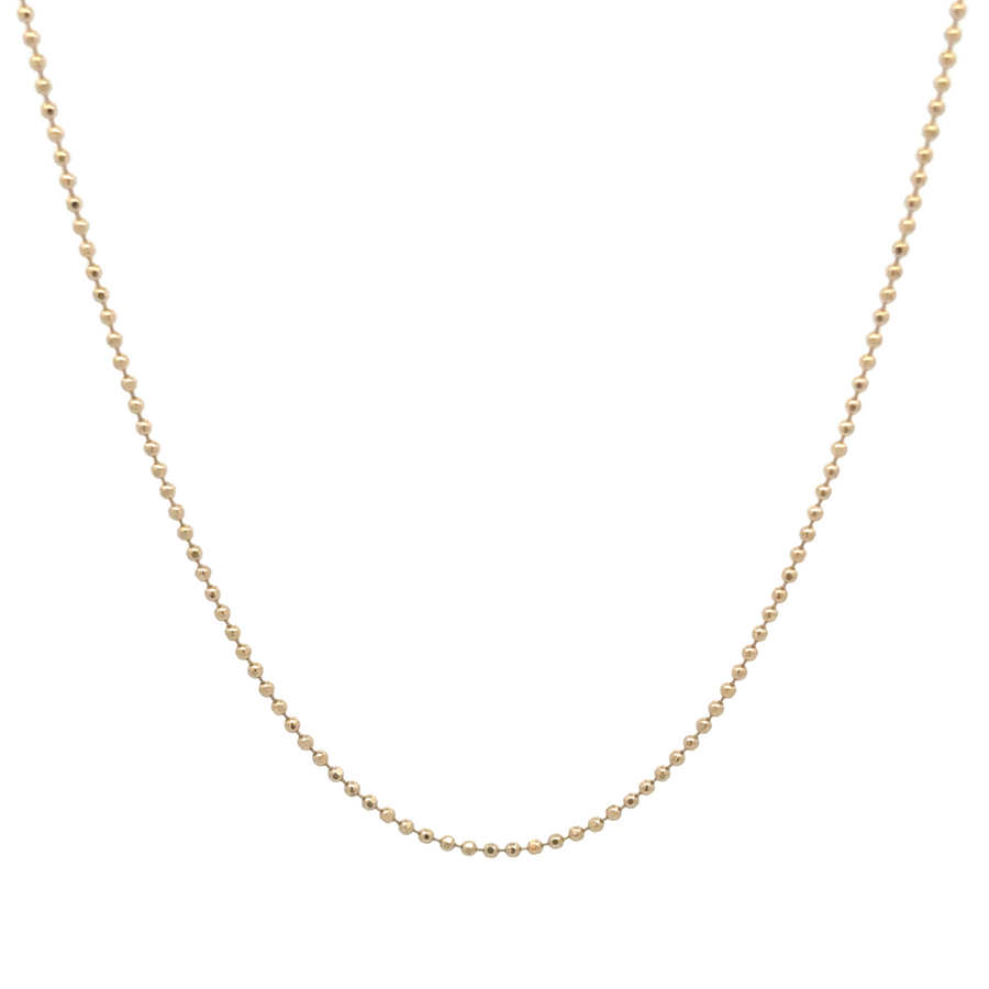 14k Gold XXS Ball Chain Necklace – 16.25 Inches, Unisex