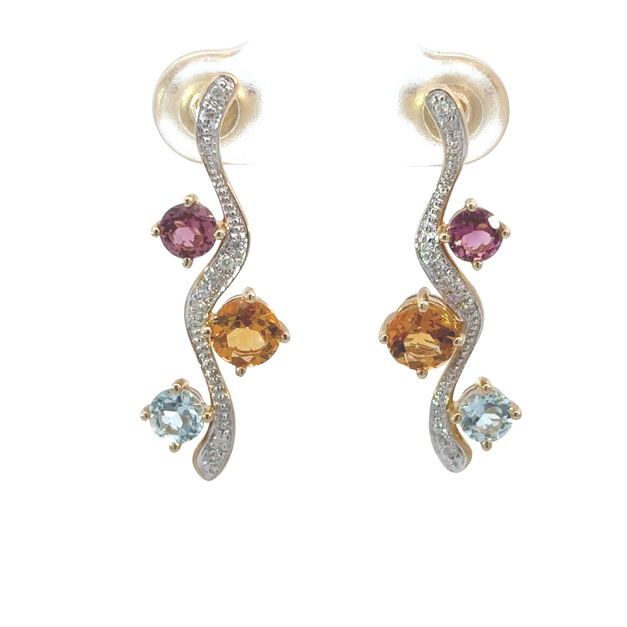 Elegant 14k Gold Earrings with Diamonds and Stones for Women