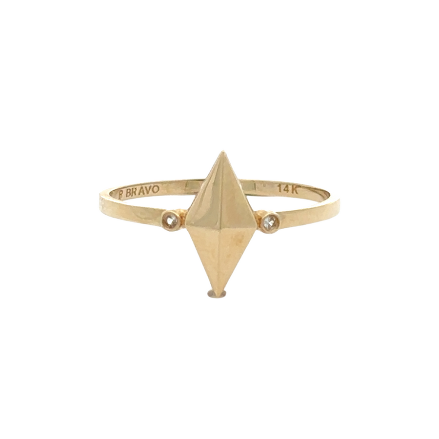 14k Gold Solid Ring with Single Rhombus for Women