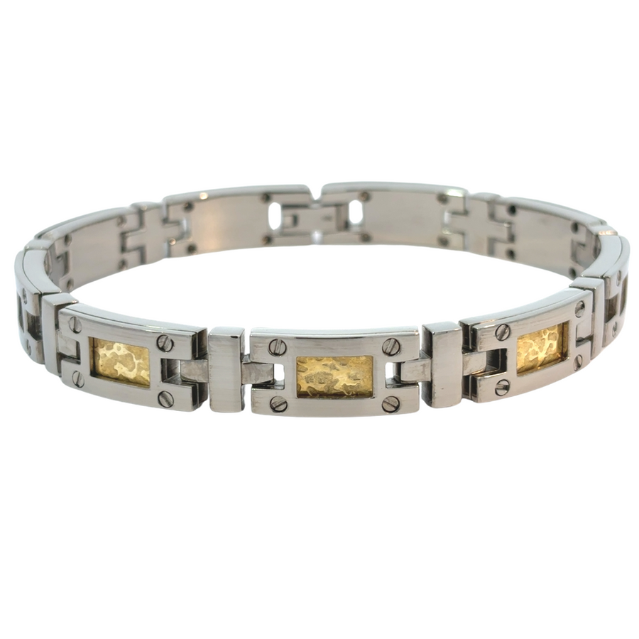 Men’s 18k Gold &amp; Titanium Bracelet – 23.3 cm