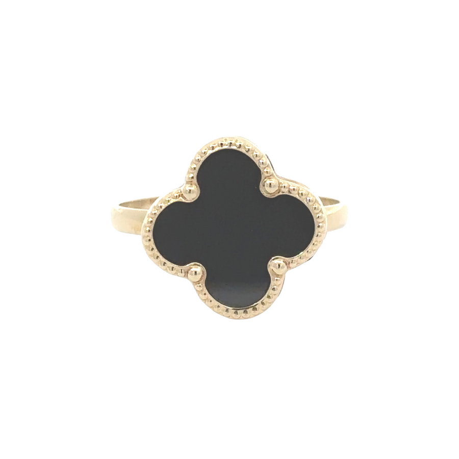 14k Gold Women's Ring with Black Center Stone – Size 7