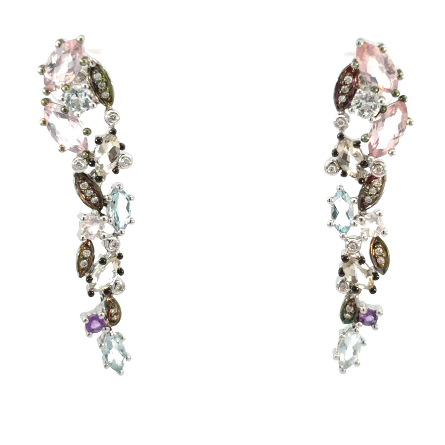 Earrings with Multi-Color Stones – 14k Gold