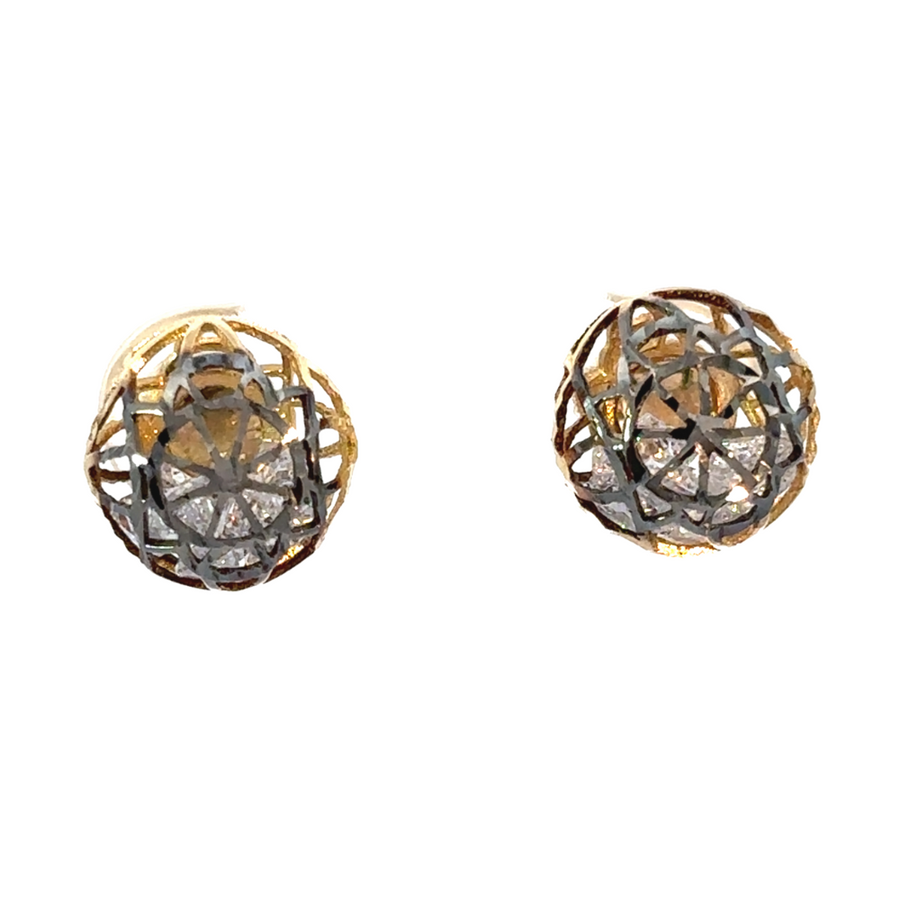 14k Gold 2-Tone Stud Earrings for Women