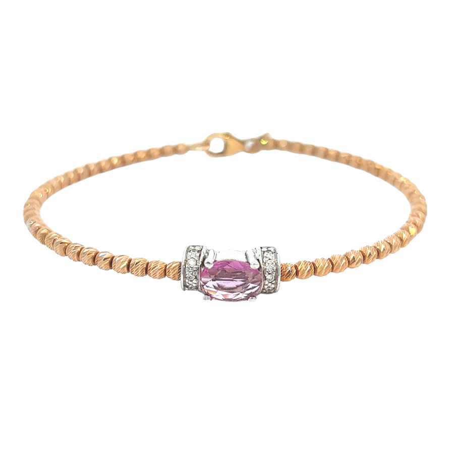 18k Rose Gold Bracelet with Diamonds - 5.7 cm