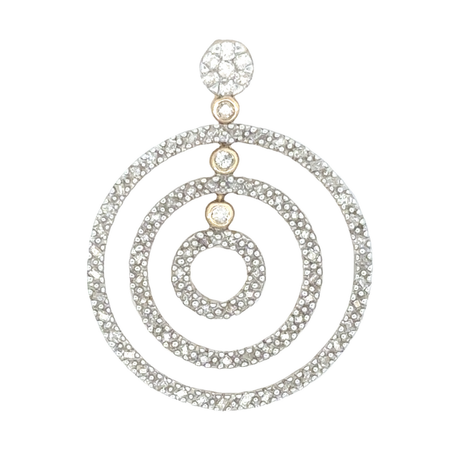 14k Gold Pendant with Multi-Circle Design and Diamond