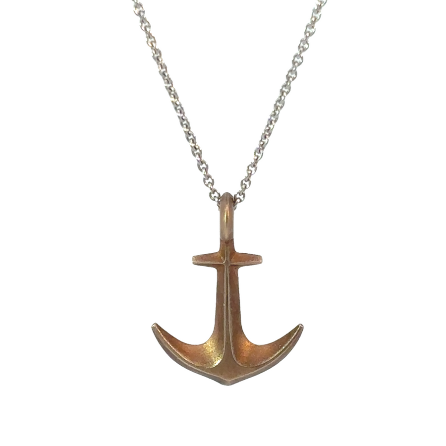 14k Gold Anchor Pendant – Small Size for Men