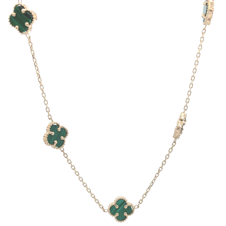 Necklace with 10 Green XS - 14k Gold