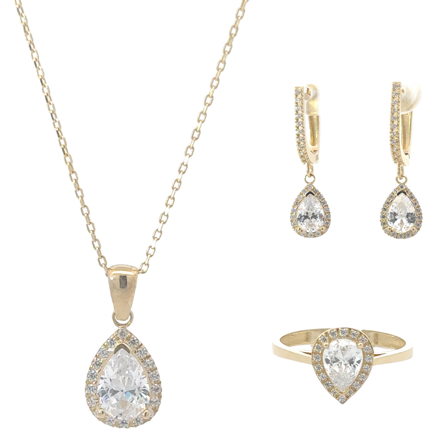 14k Gold Jewelry Set – Ring, Necklace &amp; Earrings for Women