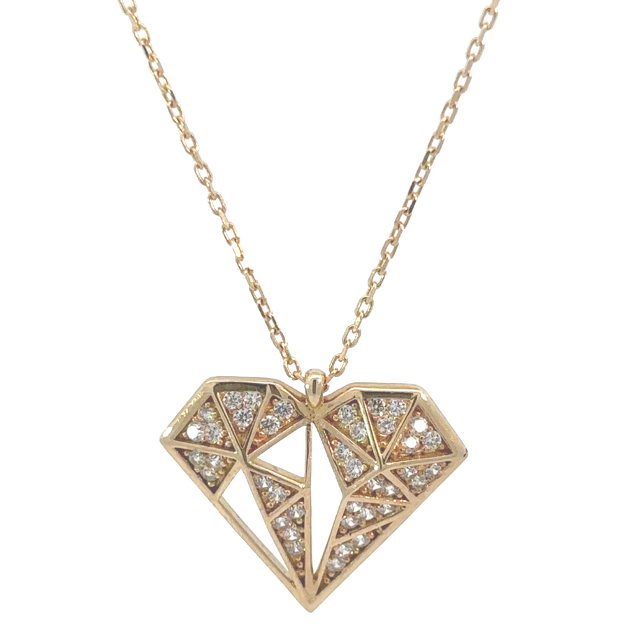 14k Gold Necklace with Diamond CZ – Adjustable 17 to 18.25 Inches